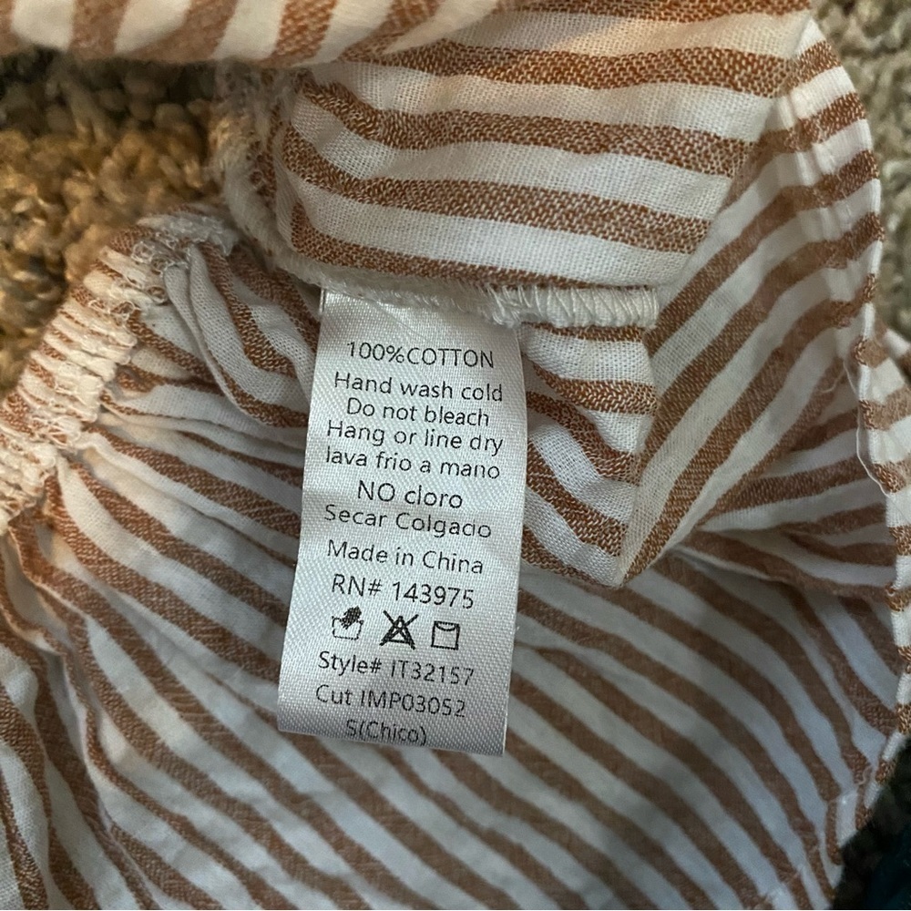Mahina Brown White Striped Tank Sz Small Open Back - Picture 6 of 8